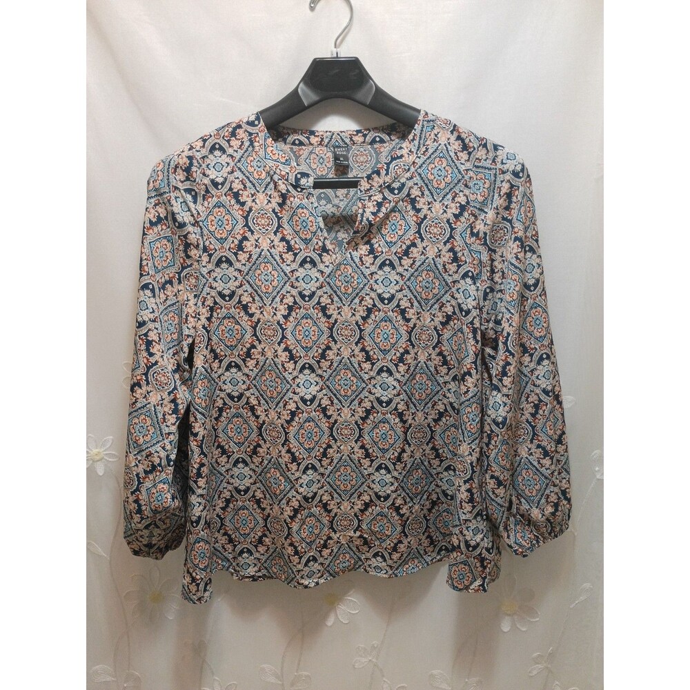 Emery Rose Womens XL Multicolor Top Floral Boho geometric Casual Business Chic